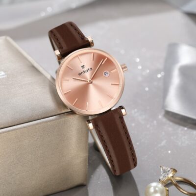 VELA ROSEGOLD BROWN LEATHER